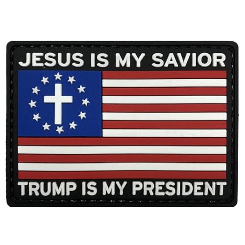 uuKen Jesus is My Savior Trump is My President Flagge, Aufnäher, schwarz, 7 x 5 cm, für Hüte, Mützen, Taschen, Rucksäcke, Westen, Jacken (schwarz) von uuKen