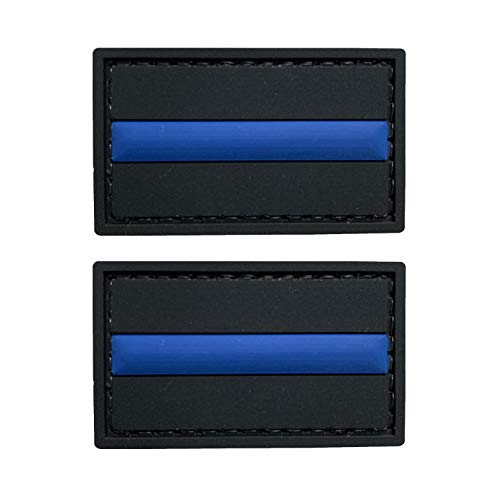 uuKen Kleine bestickte USA American Police 7,1 x 5,1 cm dünne blaue Linie gestreifte taktische Mütze Patch 2 Stück pro Packung Set Bundle für taktische Weste Kleidung (schwarz und blau, 7,1 x 5,1 cm) von uuKen