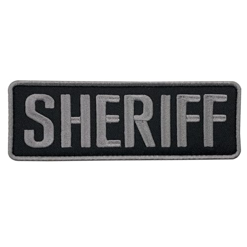 uuKen Medium Embroidered Fabric Subdued Gray Grey Deputy County Sheriff Dept Arm Shoulder Patch 15.2x5.1 cm Back with Hook Fastener for Tactical Vest Jacket Clothing Uniform (Gray, Medium 15.2x5.1 cm) von uuKen