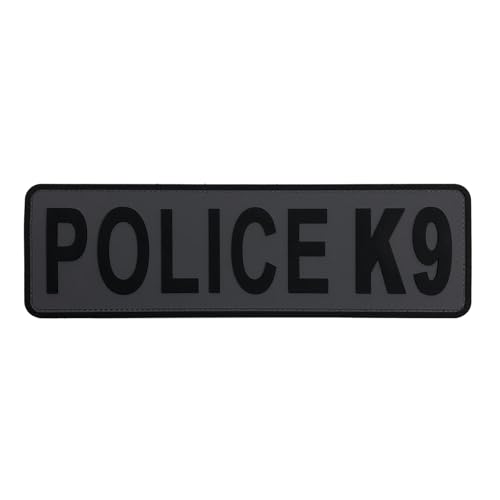 uuKen PVC Police K9 Patch 25,4 x 7,6 cm für Westen, Teller, Uniform, Service-Hundehalsband (grauer Hintergrund, XL 25,4 x 7,6 cm) von uuKen