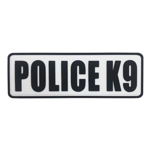 uuKen PVC Police K9 Patch mit weißem Hintergrund, 15,2 x 5,1 cm, für Westen, Uniformen, Tellerträger, Service-Hundehalsband von uuKen