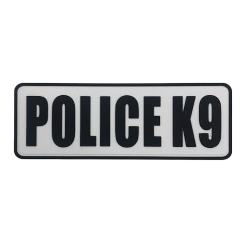 uuKen PVC Police K9 Patch weißer Hintergrund, 21,6 x 7,6 cm, für Westen, Uniformen, Teller, Träger, Geschirr, Service-Hundehalsband von uuKen