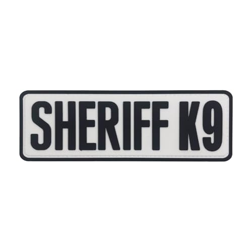 uuKen PVC Sheriff K9 Patch, 15,2 x 5,1 cm, weißer Hintergrund für Westen, Service, Hundegeschirr, Arbeiten, K9 Hundehalsband (weißer Hintergrund, M 15,2 x 5,1 cm) von uuKen