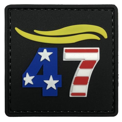 uuKen PVC-Trump-Aufnäher für den 47. Präsidenten Make America Great Again mit der USA-Flagge, 5 x 5 cm, für Hüte, Mützen, Taschen, Rucksäcke, Westen, Jacken, Kleidung von uuKen