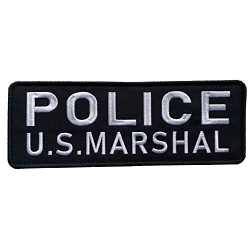 uuKen Stickerei Police US Marshal Patches schwarz und weiß für taktische Weste (schwarz und weiß, groß 21,6 x 7,6 cm) von uuKen