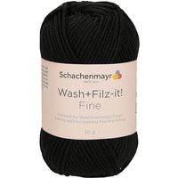 Schachenmayr Wash + Filz-it! Fine, 50 g, ca. 100 m - Black von Schachenmayr