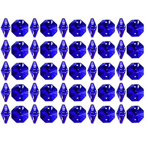 Sourcingmap 50 Violett achteckig Kristall Perlen Tropfen Kronleuchter Anhänger Dekoration für DIY Leichtes Zubehör 50 Stück Blau 50pcs Blue von uxcell