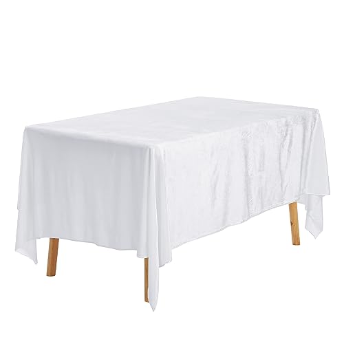 uxcell 1 Pack Rechteck-Tischdecke, Samt knitterfrei waschbar Tischdecke für Abendessen, Hochzeit, Bankett oder Restaurant Weiß 160x240cm von uxcell