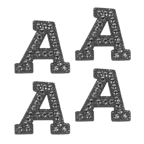 uxcell 10 Stück Aufbügler Buchstaben A, Strass Alphabet Applikation Strass Perle Englische Buchstaben Nähen Patches für Kleidung Hüte Jeans Schuhe DIY Handwerk Schwarz von uxcell