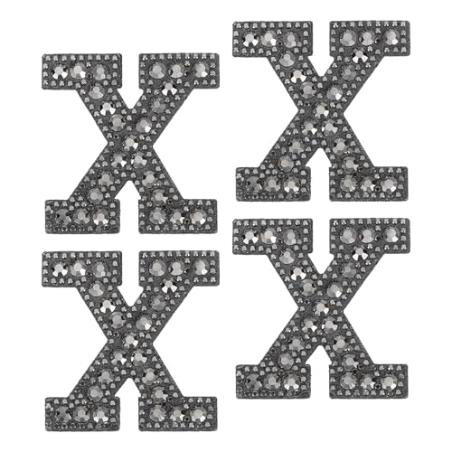 uxcell 10 Stück Aufbügler Buchstaben x Strass Alphabet Applikation Strass Perle Englische Buchstaben Nähen Patches für Kleidung Hüte Jeans Schuhe DIY Handwerk Schwarz von uxcell