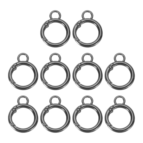 uxcell 10 x O-Ringe mit Triggerfedern, 16 mm (5/8 Zoll), Schlüsselring-Clips mit fester Öse, Zinklegierung, Triggerringe für Schlüsselanhänger, Handtasche, Geldbörsen, Taschen, Geldbörsen, Schwarz, von uxcell