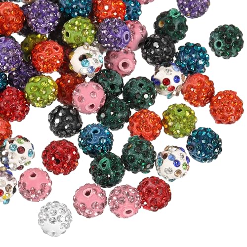 uxcell 100 Stück 10 mm Strass-Ton-Perlen, Polymer-Ton, Kristallperlen, runde Disco-Kugeln, für DIY-Armbänder, Halsketten, Schmuckherstellung (10 Farben) von uxcell