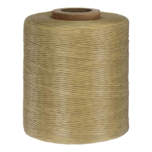 uxcell 150D 0,8 mm flaches, gewachstes Garn, 900 m, Polyester-Lederschnur, Handnähen, gewachste Schnur für Ledernähte, Nähen, Buchbinden, DIY, Handwerk, Beige von uxcell