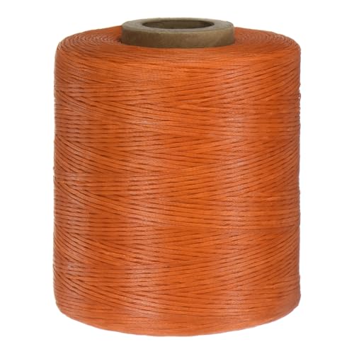 uxcell 150D 0,8 mm flaches, gewachstes Garn, 900 m, Polyester-Lederschnur, Handnähen, gewachste Schnur für Ledernähte, Nähen, Buchbinden, DIY, Handwerk, Orange von uxcell