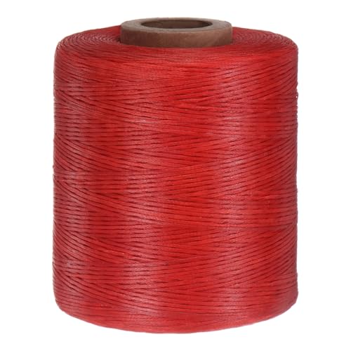 uxcell 150D 0,8 mm flaches, gewachstes Garn, 900 m, Polyester-Lederschnur, Handnähen, gewachste Schnur für Ledernähte, Nähen, Buchbinden, DIY, Handwerk, Rot von uxcell