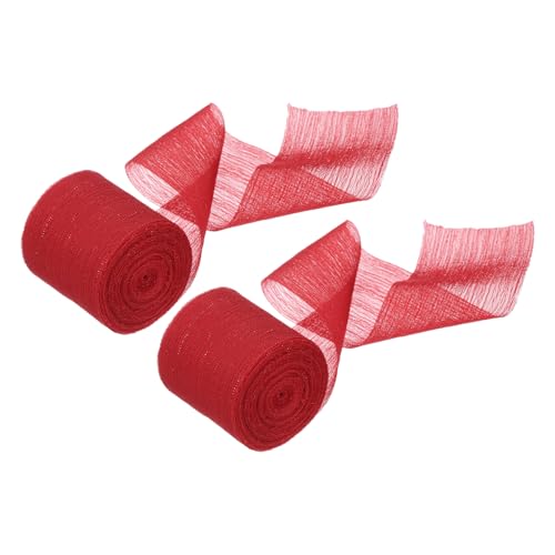 uxcell 2 Rollen Chiffonband, 3,8 cm x 5,5 m, Seidensatinband, glänzendes Seidenband, Stoff für Hochzeitseinladungen, Brautsträuße, Geschenkverpackungen, Schleifenherstellung, Rot von uxcell