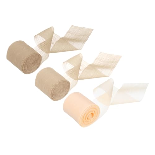 uxcell 3 Rollen Chiffonband, 3,8 cm x 5,5 m, Seidensatinband, glänzendes Seidenband, Stoff für Hochzeitseinladungen, Brautsträuße, Geschenkverpackungen, Schleifenherstellung, Champagner-Serie von uxcell