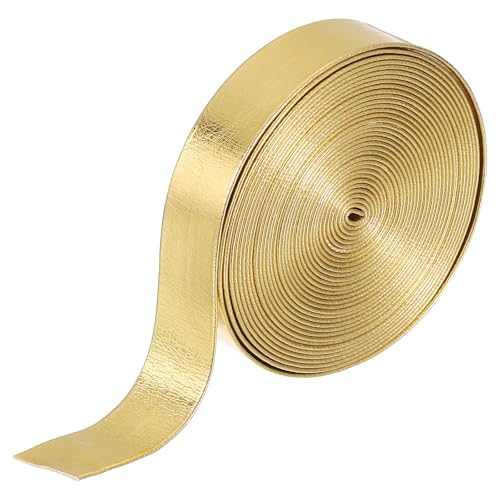 uxcell 4 Yard 15 mm PU-Kunstlederstreifen, umklappbares Lederband, doppelseitiges Kunstzubehör für Bastelprojekte, Gold von uxcell