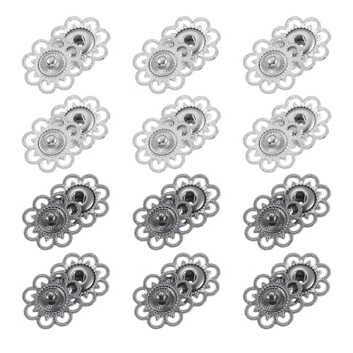 uxcell 40 Sets hohle Blumen-Druckknöpfe, 21 mm Druckknöpfe, Metall-Druckknöpfe für Kleidung, DIY, Handwerk, Silber/Eisengrau von uxcell