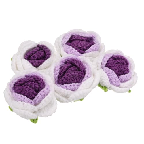 uxcell 5 x Blumen-Aufnäher zum Aufnähen, gehäkelte Blütenblätter, handgefertigte Häkelblumen, Applikationen für DIY-Haarkleidung, Hochzeit, Party, Handwerk, Farbverlauf, Violett von uxcell