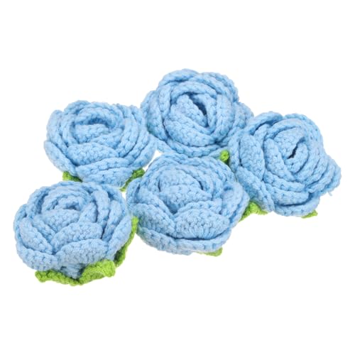 uxcell 5 x Blumen-Aufnäher zum Aufnähen, gehäkelte Blütenblätter, handgefertigte Häkelblumen-Applikationen, Verzierungen für DIY-Haarkleidung, Hochzeit, Party, Handwerk, Hellblau von uxcell