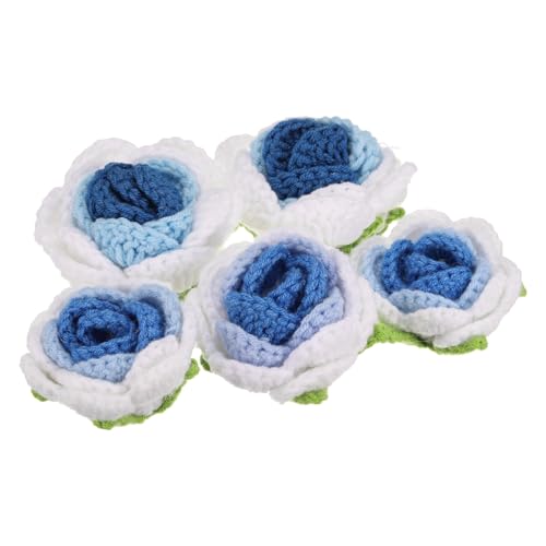 uxcell 5 x Blumen-Aufnäher zum Aufnähen, gehäkelte Blütenblätter, handgefertigte Häkelblumen-Applikationen für DIY-Haarkleidung, Hochzeit, Party, Handwerk, Farbverlauf, Blau von uxcell