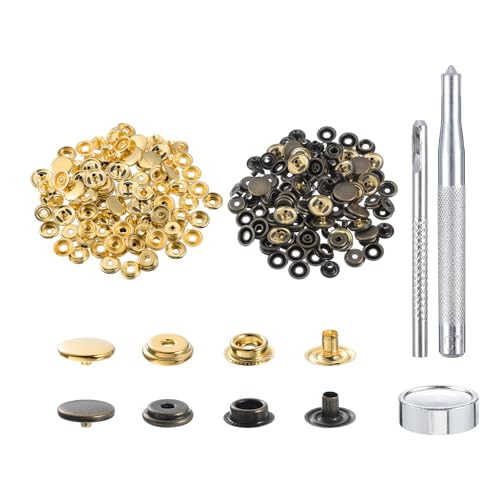 uxcell 50 Sets Kupfer-Druckknöpfe, 15 mm Druckknöpfe, Metall-Druckknöpfe mit 3 Einstellwerkzeugen für Kleidung, DIY, Handwerk, Gold/Bronze von uxcell