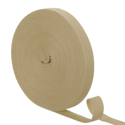 uxcell Baumwoll-Twill-Klebeband, 1,6 cm, Fischgrätenmuster, Schrägband zum Nähen von Kleidung, Basteln, Khaki, 22,7 m von uxcell