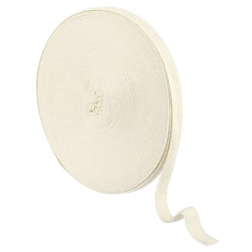 uxcell Baumwoll-Twillband, 0,9 cm, 22 Yards Rolle Fischgräten-Gurtband, Schrägband zum Nähen, Basteln, Beige von uxcell