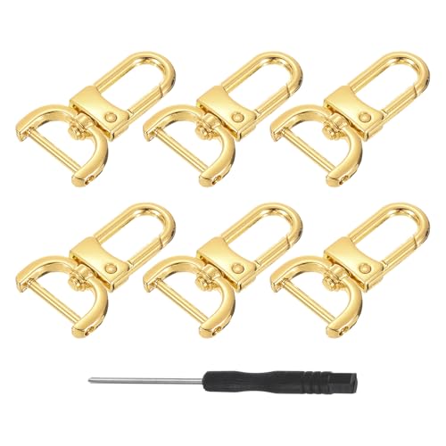 uxcell Drehverschlüsse, D-Ring, abnehmbarer Karabinerhaken, Metall, Karabinerhaken mit Schraubendreher, für Geldbörse, Schlüsselanhänger, DIY Handwerk, Helles Gold, 19mm(3/4 Inch) von uxcell