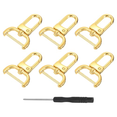 uxcell Drehverschlüsse, D-Ring, abnehmbarer Karabinerhaken, Metall, Karabinerhaken mit Schraubendreher, für Geldbörse, Schlüsselanhänger, DIY Handwerk, Helles Gold, 25mm(1 Inch) von uxcell