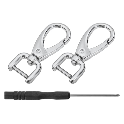 uxcell Drehverschlüsse, D-Ring, abnehmbarer Karabinerhaken, Metall, Karabinerhaken mit Schraubendreher für Geldbörse, Schlüsselanhänger, silber, 12mm(0.5 Inch) von uxcell