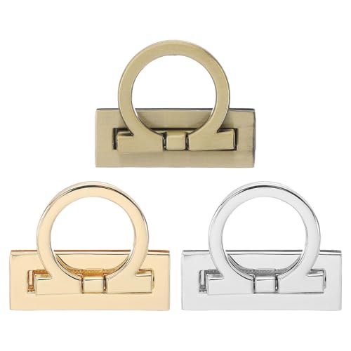 uxcell Drehverschluss-Set, 3er-Set, Druckverschluss, Drehschlösser, Hardware-Schnallenverschlüsse für Geldbörse, Lederherstellung (53 x 20 mm, Gold, Silber, Bronze) von uxcell