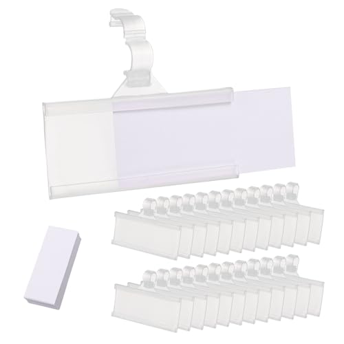 uxcell Etikettenhalter aus Draht mit Etikettenpapier, 7,6 x 3,6 cm, wiederverwendbar, Korb-Etiketten, Halter mit Schnappverschluss, für Speisekammer, Einzelhandel, Supermarkt, Kaufhaus, transparent, von uxcell