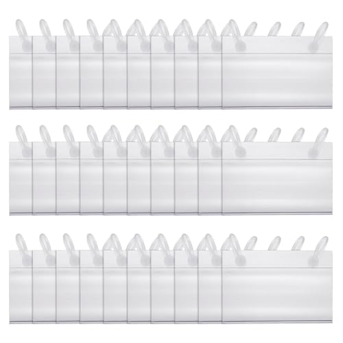 uxcell Etikettenhalter aus Draht mit Knopfverschluss, 8,9 x 5,6 cm, wiederverwendbar, Korb-Etiketten, Halter für Speisekammer, Einzelhandel, Supermarkt, Kaufhaus, transparent, 100 Stück von uxcell