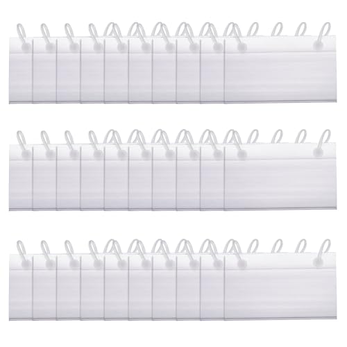 uxcell Etikettenhalter aus Draht mit Knopfverschluss, 8,9 x 5,6 cm, wiederverwendbar, Korb-Etiketten, Halter für Speisekammer, Einzelhandel, Supermarkt, Kaufhaus, transparent, 100 Stück von uxcell