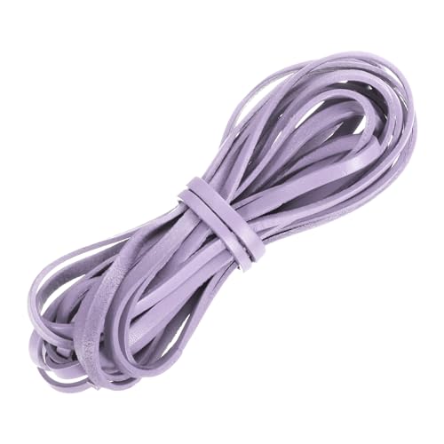 uxcell Flache Lederschnur, 4,5 m, 5 mm, Lederschnurstreifen, Schnürung für Bastelarbeiten, Armband, Geldbörse, Riemen, Violett von uxcell