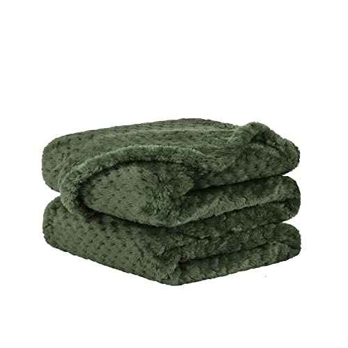 uxcell Flanell-Fleece-Bettdecken, weiche, warme Mikrofaserdecke, Netzstoff, flauschig, 330 g/m², leicht, dekorativ, solide Decken für Bett (76,2 x 101,6 cm), Armeegrün von uxcell