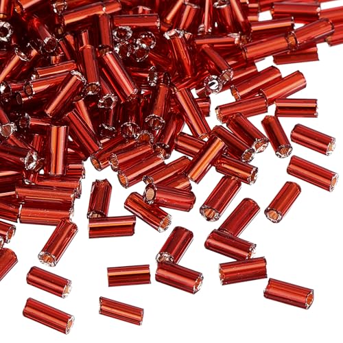 uxcell Glasperlen, 1300 Stück, 4 x 1,7 mm Röhrchen, Mini-Abstandshalter für selbstgemachte Ohrringe, Halsketten, Armbänder, Schmuckherstellung (rot) von uxcell