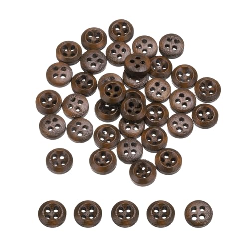 uxcell Holzknöpfe, 10 mm, 4 Löcher, rund, zum Nähen, Basteln, Kleidung, Kaffee, 80 Stück von uxcell
