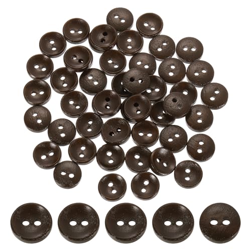 uxcell Holzknöpfe, 11,5 mm, 2 Löcher, rund, zum Nähen, Basteln, Kleidung, Dunkelbraun, 100 Stück von uxcell