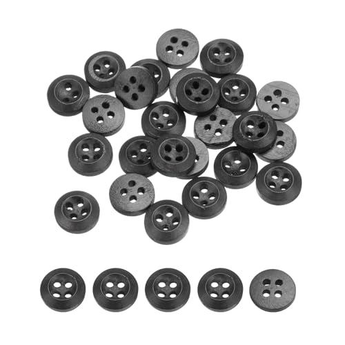 uxcell Holzknöpfe, 11,5 mm, 4 Löcher, rund, zum Nähen, Basteln, Kleidung, Schwarz, 80 Stück von uxcell