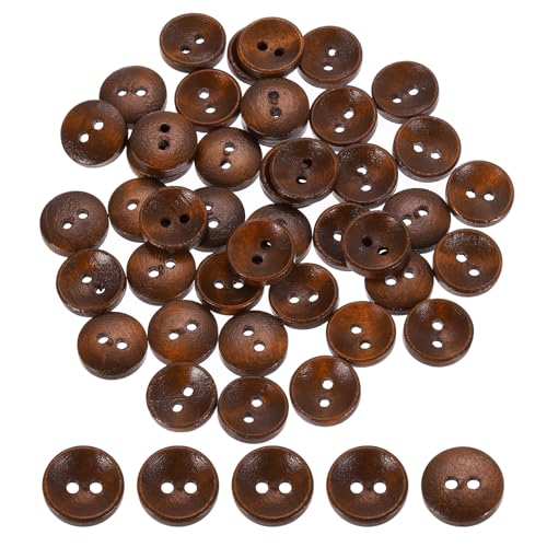 uxcell Holzknöpfe, 12,5 mm, 2 Löcher, rund, zum Nähen, Basteln, Kleidung, Braun, 100 Stück von uxcell