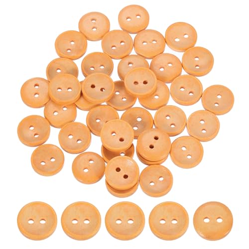 uxcell Holzknöpfe, 15 mm, 2 Löcher, rund, zum Nähen, Basteln, Kleidung, Hellorange, 100 Stück von uxcell