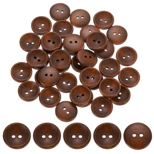 uxcell Holzknöpfe, 18 mm, 2 Löcher, rund, zum Nähen, Basteln, Kleidung, Braun, 100 Stück von uxcell