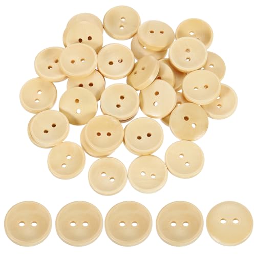 uxcell Holzknöpfe, 18 mm, 2 Löcher, rund, zum Nähen, Basteln, Kleidung, Naturholz, 100 Stück von uxcell