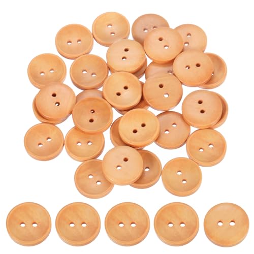 uxcell Holzknöpfe, 20 mm, 2 Löcher, rund, zum Nähen, Basteln, Kleidung, Hellorange, 100 Stück von uxcell