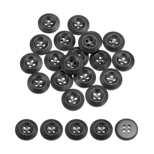 uxcell Holzknöpfe, 20 mm, 4 Löcher, rund, zum Nähen, Basteln, Kleidung, Schwarz, 80 Stück von uxcell