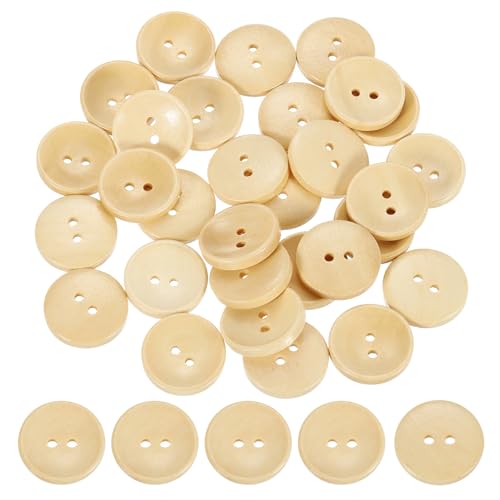 uxcell Holzknöpfe, 23 mm, 2 Löcher, rund, zum Nähen, Basteln, Kleidung, Naturholz, 100 Stück von uxcell