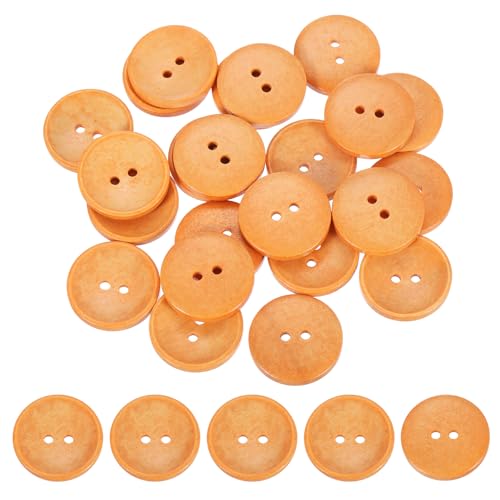 uxcell Holzknöpfe, 25 mm, 2 Löcher, rund, zum Nähen, Basteln, Kleidung, Hellorange, 100 Stück von uxcell